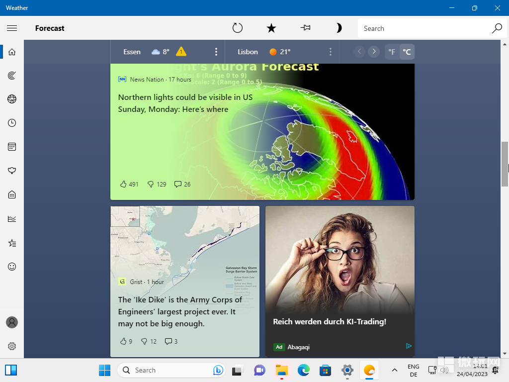 微软天气应用推出全新界面和功能 MSN 新闻、广告“入侵”引发不满